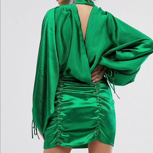 Gorgeous green satin dress great for NYE(New Year - Picture 2 of 3